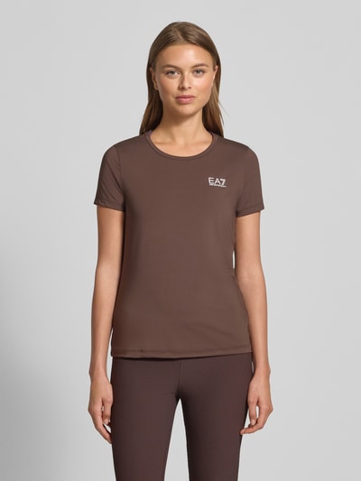 EA7 Emporio Armani T-shirt met labelprint en ronde hals Donkerbruin - 4