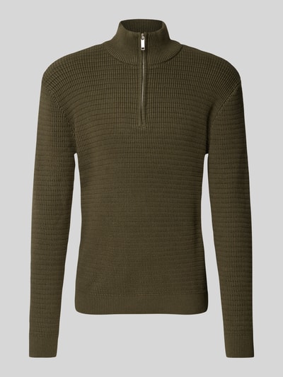 SELECTED HOMME Strickpullover mit Stehkragen Modell 'THEO' Dunkelgruen 1