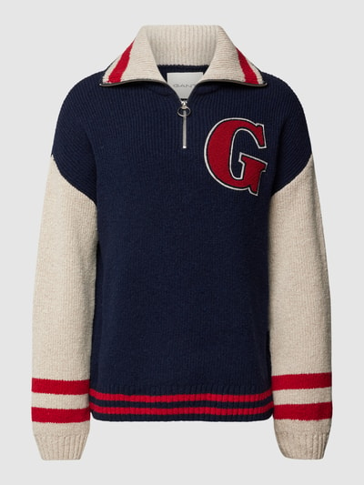 Gant Strickpullover mit Stehkragen Modell 'LETTERMAN' Marine 2