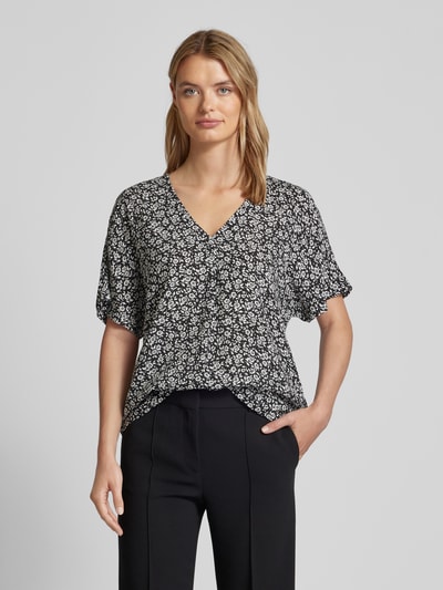 Vero Moda Loose fit blouseshirt van viscose met V-hals, model 'EASY' Zwart - 4