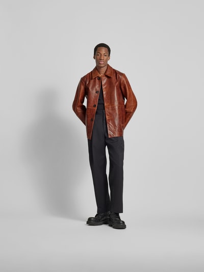 WON HUNDRED Lederjacke aus Leder-Mix Cognac 1