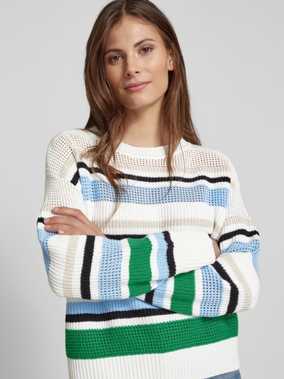 comma Strickpullover mit gerippten Abschlüssen Offwhite 3