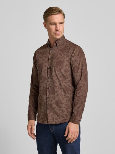 Lindbergh Relaxed Fit Freizeithemd aus Feincord mit Button-Down-Kragen Dunkelbraun 4