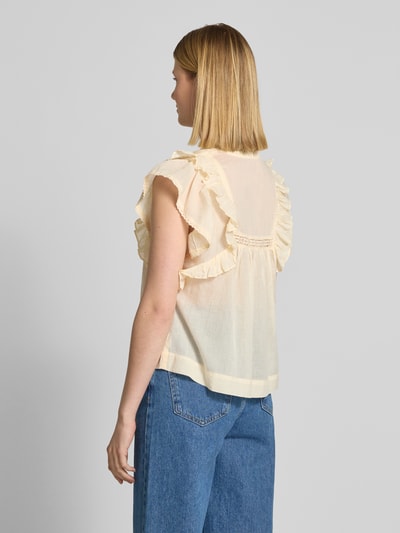Neo Noir Regular Fit Blusentop mit Kappärmeln Modell 'Jayla' Pastellgelb 5