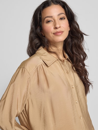 OPUS Regular fit blouse met doorknoopsluiting, model 'Famiga' Lichtbruin - 3