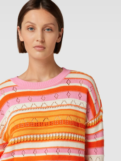 Vero Moda Sweter z dzianiny w paski Mocnoróżowy 3