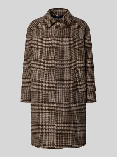 Tommy Hilfiger Relaxed fit lange wollen jas met blinde knoopsluiting Middenbruin - 2