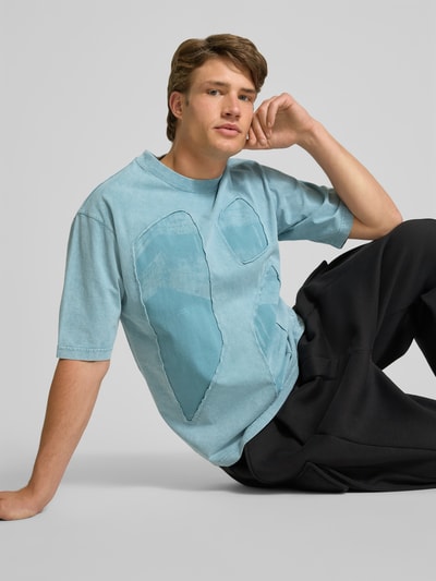 A-COLD-WALL T-Shirt mit geripptem Rundhalsausschnitt Jeansblau 3