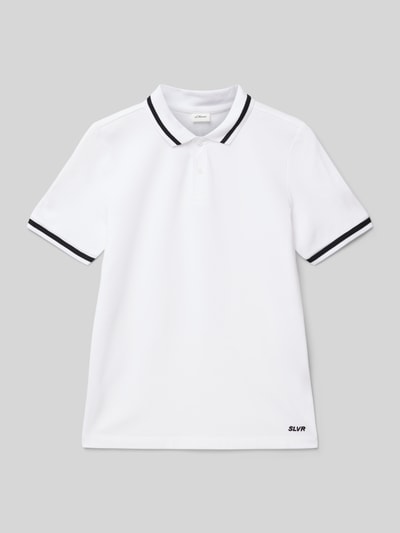 s.Oliver RED LABEL Regular Fit Poloshirt aus Baumwoll-Piqué mit Kontraststreifen Weiss 1