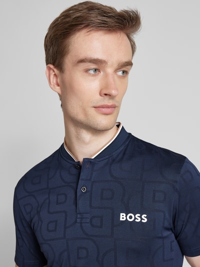 BOSS Green Koszulka polo o kroju slim fit z nadrukiem z logo model ‘Pariq’ Granatowy 3