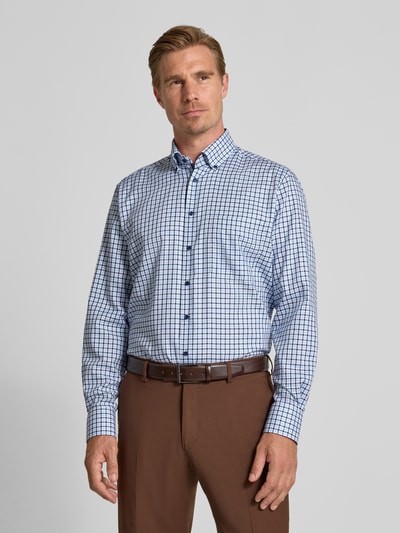 ETERNA Comfort fit zakelijk overhemd met button-downkraag Bleu - 4