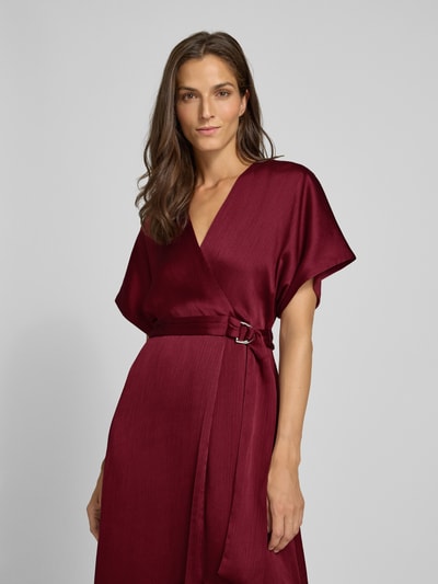 Christian Berg Cocktail Abendkleid mit Bindegürtel Bordeaux Melange 3