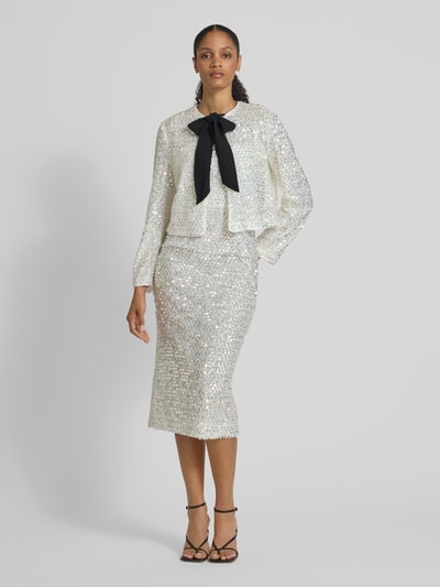 Marc Cain Knielanges Kleid mit Pailletten und Schnürung Offwhite 1