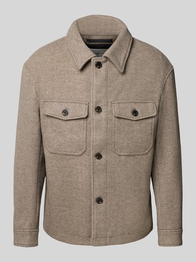 SELECTED HOMME Regular fit wollen jack met platte kraag, model 'MITCH' Taupe - 2