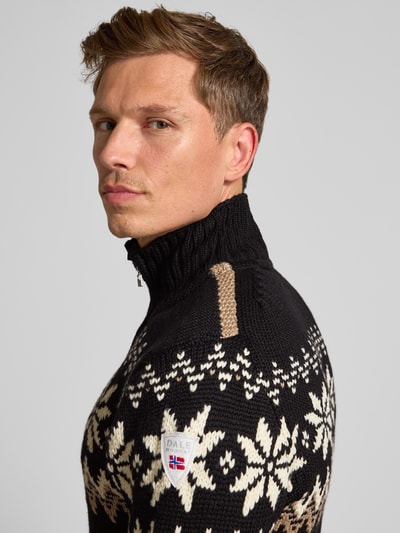 Dale of Norway Noorse trui met schipperskraag van wolmix, model 'Myking' Zwart - 3
