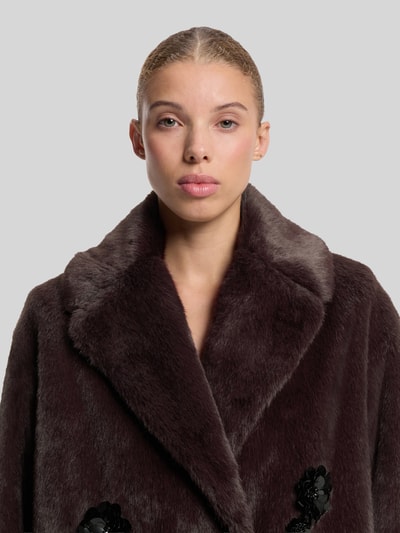 HUGO oversized lange jas van polyester in imitatiebontlook met paillettendetails Bordeaux - 3