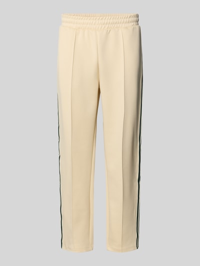 Produktfoto, Regular Fit Sweatpants mit elastischem Bund Modell 'RIBER' von Only & Sons in Beige mit Kontraststreifen, feine Webstruktur