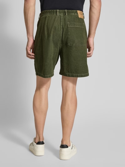 American Vintage Korte baggy fit jeans met labelpatch, model 'UZATOWN' Kaki - 5