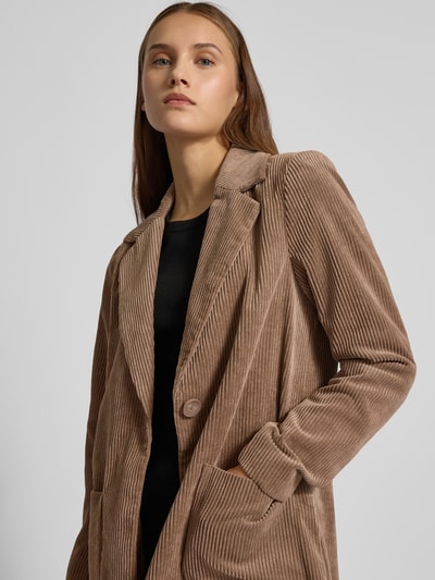 ONLY Płaszcz sztruksowy o kroju regular fit z kołnierzem z połami model ‘ASTRID’ Szarobrązowy 3