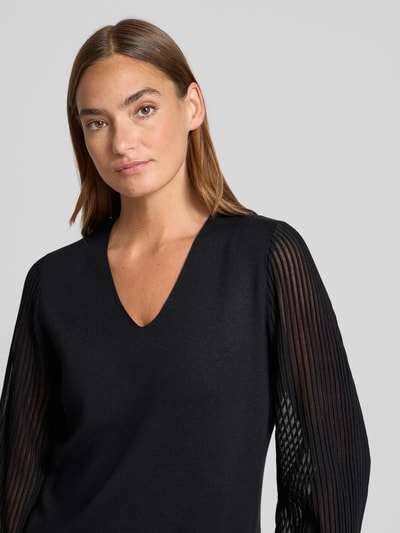 s.Oliver BLACK LABEL Regular Fit Pullover aus Viskose-Mix mit semitransparenten Ärmeln Black 3