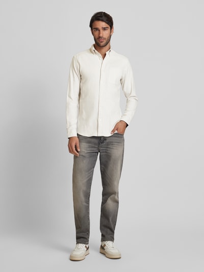 Jack & Jones Premium Slim Fit Freizeithemd Button-Down-Kragen Modell 'BLUNORRIS' Offwhite 1