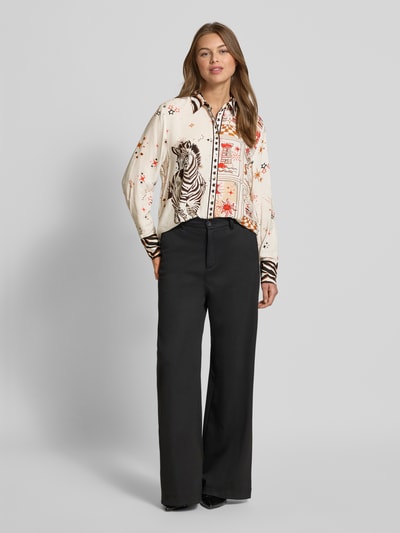 Emily Van den Bergh Regular Fit Hemdbluse aus reiner Viskose mit Animal-Print Beige Melange 1