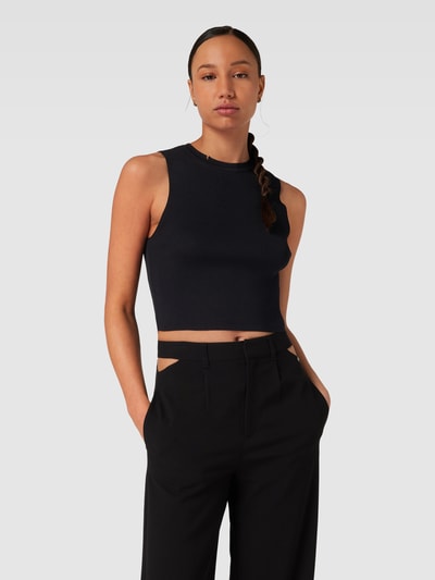 Only Crop Top aus Viskose-Mix mit Rundhalsausschnitt Modell 'MAJLI' Black 4