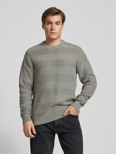 Casual Friday Strickpullover mit Strukturmuster Modell 'Karl' Mittelgrau Melange 4