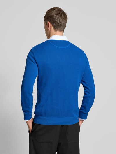 Gant Sweter z dzianiny z wyhaftowanym logo model ‘PIQUE’ Królewski niebieski 5