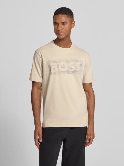 BOSS Green Regular Fit T-Shirt aus Baumwoll-Mix Modell 'TS_GLOBE LOGOPATTERN' Sand 4