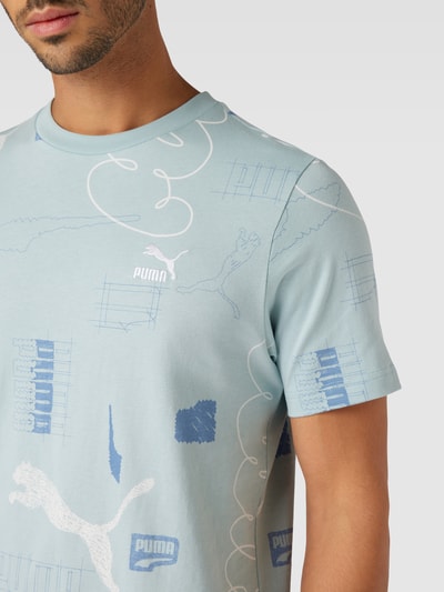 PUMA PERFORMANCE T-Shirt mit Allover-Label-Muster Hellblau 3