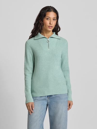 Christian Berg Woman Strickpullover mit Troyer-Kragen Helltuerkis Melange 4