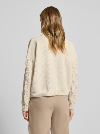 Only Sweter z dzianiny o kroju regular fit z fakturowanym wzorem model ‘ELLY’ Écru 5