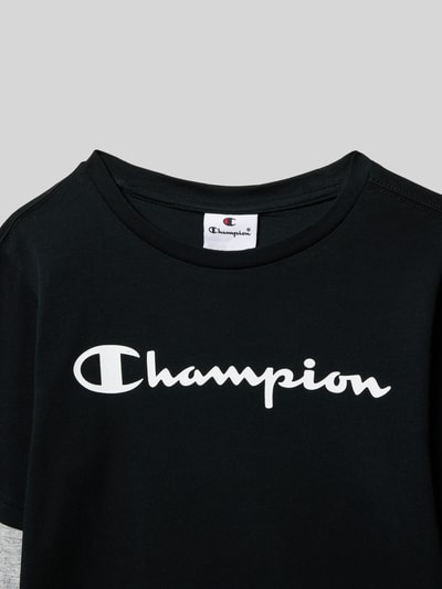 CHAMPION Shirt met lange mouwen en labelprints Zwart - 2
