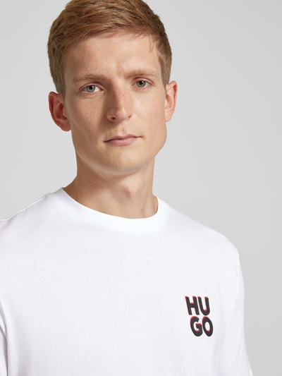 HUGO T-shirt z nadrukiem z logo model ‘Dimento’ Biały 3