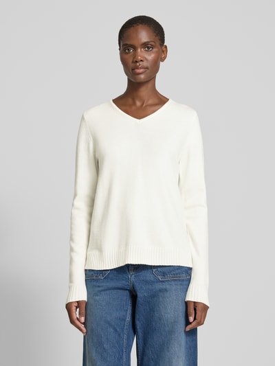 Vila Strickpullover mit V-Ausschnitt Modell 'Viril' Offwhite 4