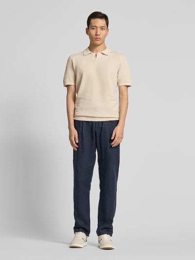 Casual Friday Regular Fit Poloshirt aus Baumwoll-Leinen-Mix Modell 'MATEO' Sand 1