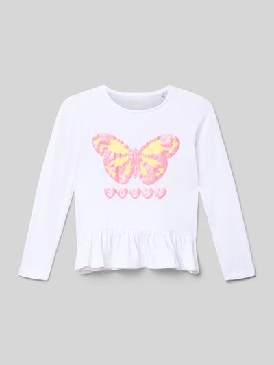 Guess Regular Fit Longsleeve aus Baumwoll-Mix mit Logo-Print Weiss 1