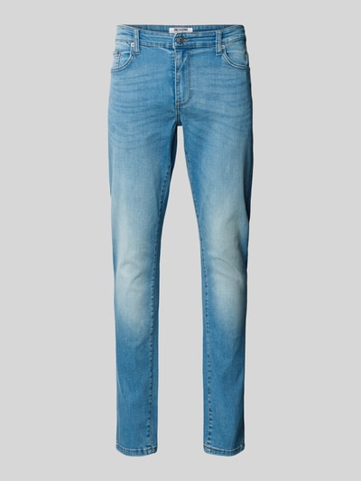 Produktfoto, Slim Fit Jeans aus Baumwoll-Mix Modell 'LOOM' von Only & Sons in Optik: Unifarben, Jeansstruktur, 5-Pocket-Design, Label-Patch, Denim