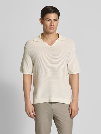 CK Calvin Klein Regular Fit Poloshirt mit V-Ausschnitt Offwhite 4