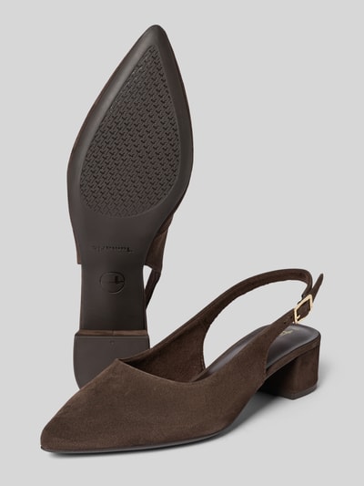 Productfoto, Slingbacks aus echtem Veloursleder van Tamaris, unikleuren, spitse neus, blokhak, gespsluiting, gestructureerde zool, suède, echt leer