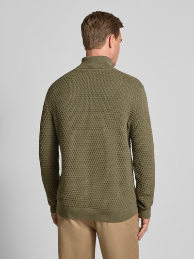 MCNEAL Rollkragenpullover mit gerippten Abschlüssen Oliv 5