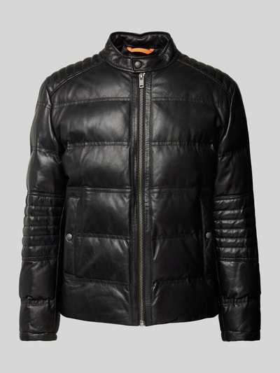 BOSS Orange Lederjacke mit Steppnähten Modell 'Jobear' Black 2