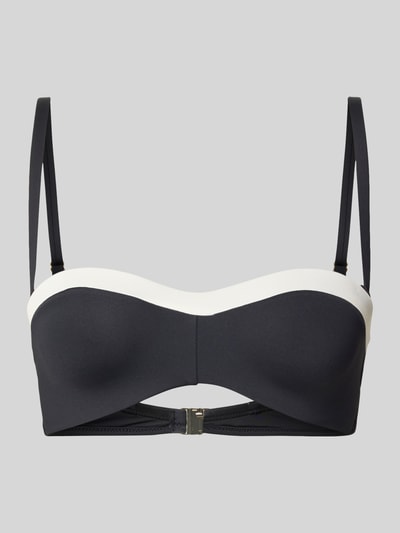 Produktfoto, Bikini-Oberteil mit abnehmbaren Trägern Modell 'Blanca Beach' von JOOP! Collection in Schwarz-Weiß, glatte Oberfläche, körpernahe Passform, Bandeau-BH, Material-Mix mit Stretch-Anteil