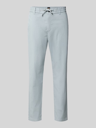 Productfoto, lichtblauwe tapered fit chino uit katoenmix model 'GABARDINE' van BOSS Orange voor Heren