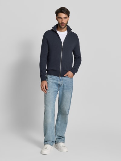 Marc O'Polo Regular Fit Strickjacke aus Baumwoll-Mix mit Schurwoll-Anteil Marine 1
