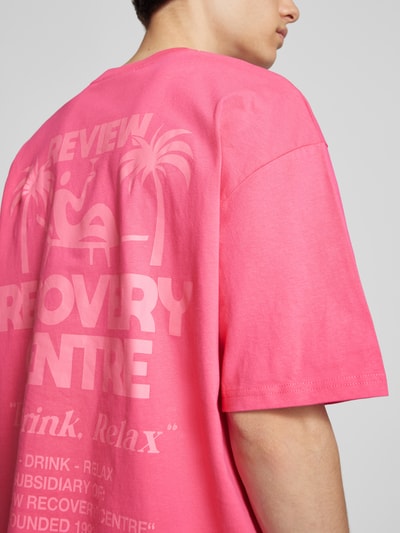 REVIEW Oversized T-Shirt mit Label-Print Pink 3