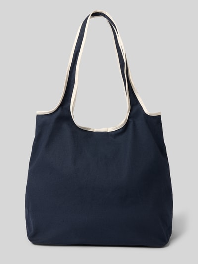 Produktfoto, Strandtasche aus Baumwoll-Leinen-Mix von Tommy Hilfiger, unifarben dunkelblau, Canvas, Kontrastdetails, Logo-Stitching