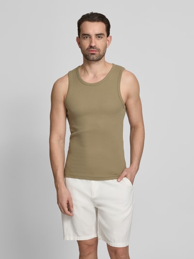 Jake*s Studio Men Skinny Fit Tanktop in Ripp-Optik Oliv 4