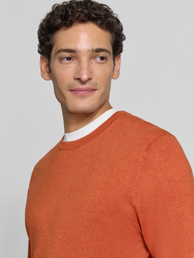 MCNEAL Strickpullover mit geripptem Rundhalsausschnitt Dunkelorange Melange 3